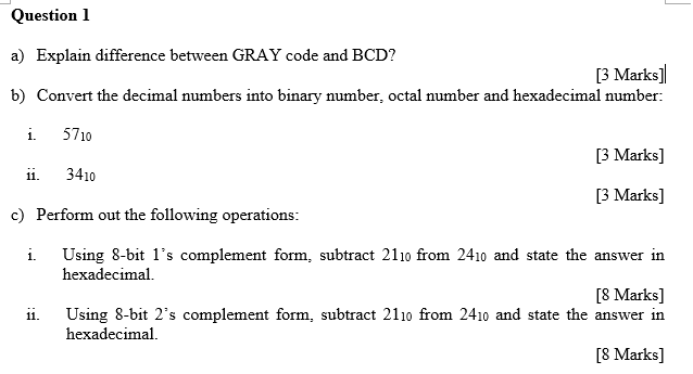 Solved a) Explain difference between GRAY code and BCD? [3 | Chegg.com