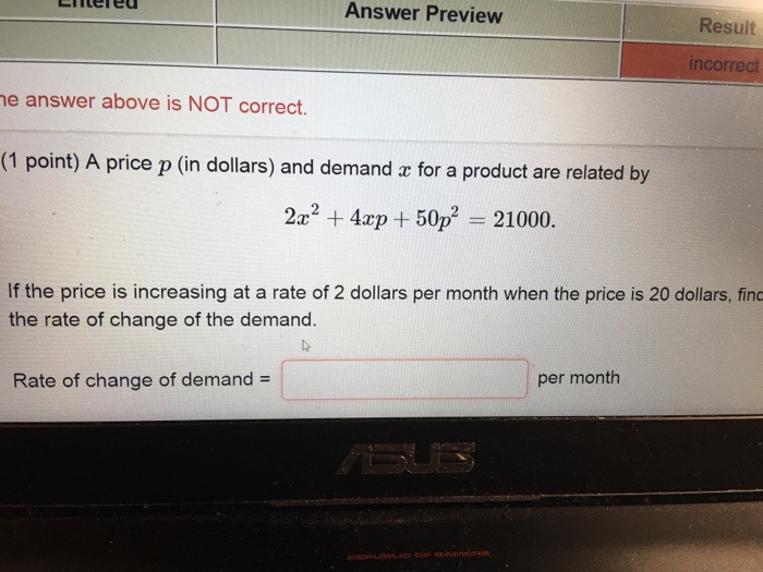 Solved Answer Previeww Result e answer above is NOT correct. | Chegg.com