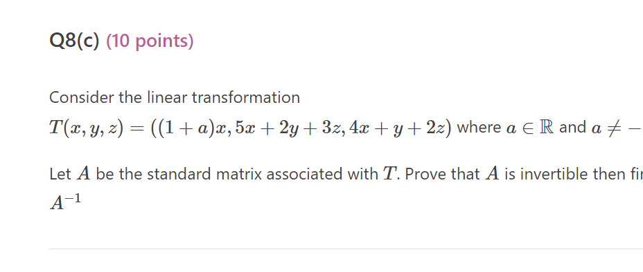 Solved Q8(a)(b) (4 Points) Consider The Linear | Chegg.com