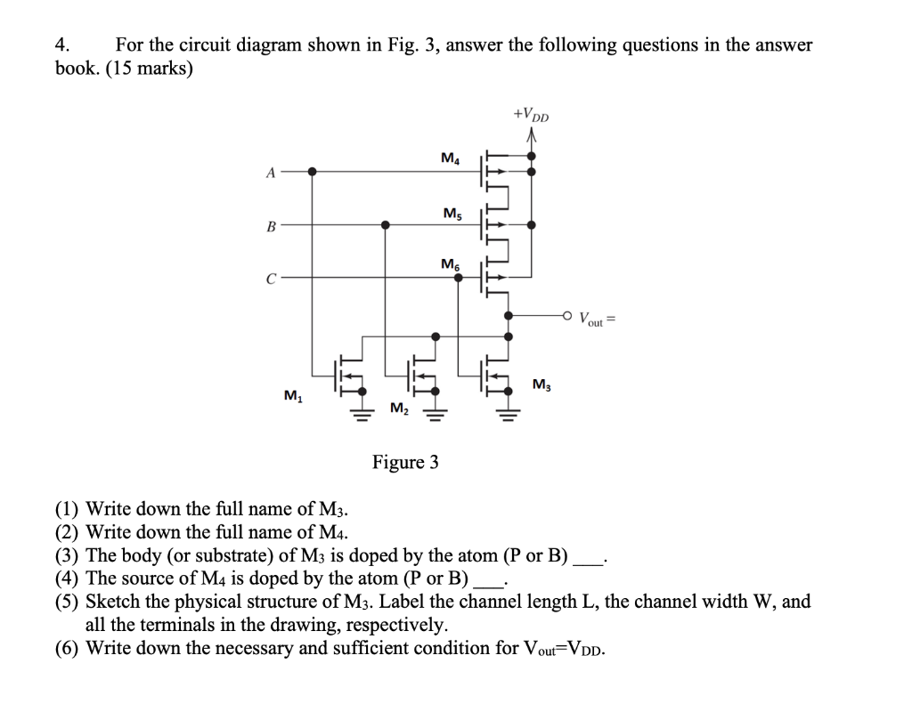 Solved 4. For the circuit diagram shown in Fig. 3, answer | Chegg.com