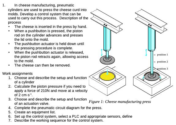 Solved position 1 1. In cheese manufacturing, pneumatic | Chegg.com