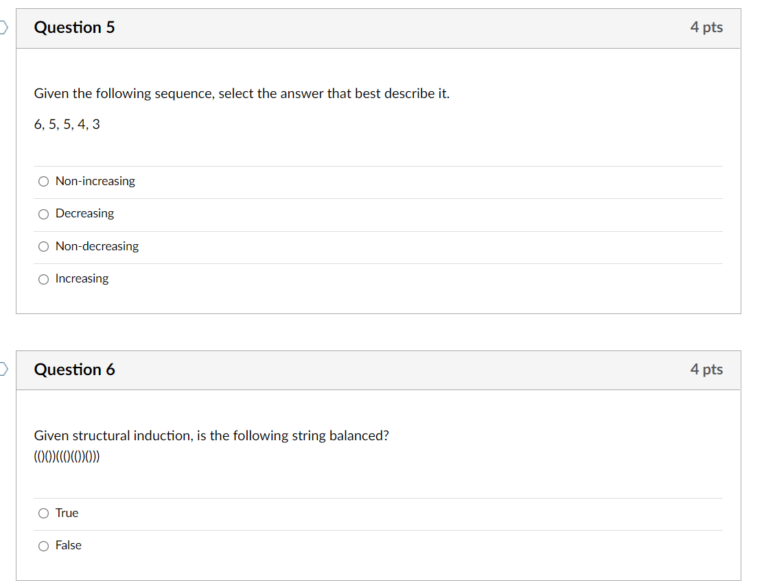 Solved Question 5 4 pts Given the following sequence, select | Chegg.com