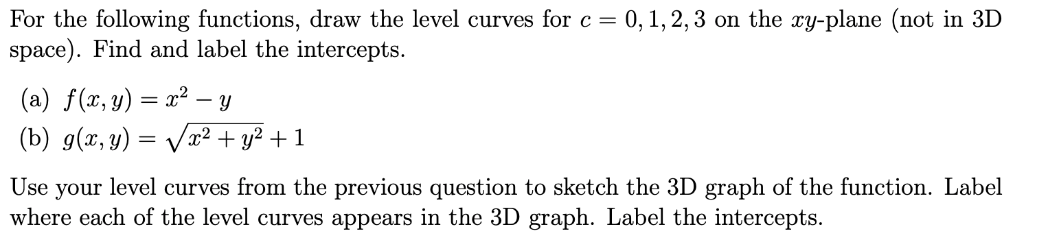 Solved For the following functions, draw the level curves | Chegg.com