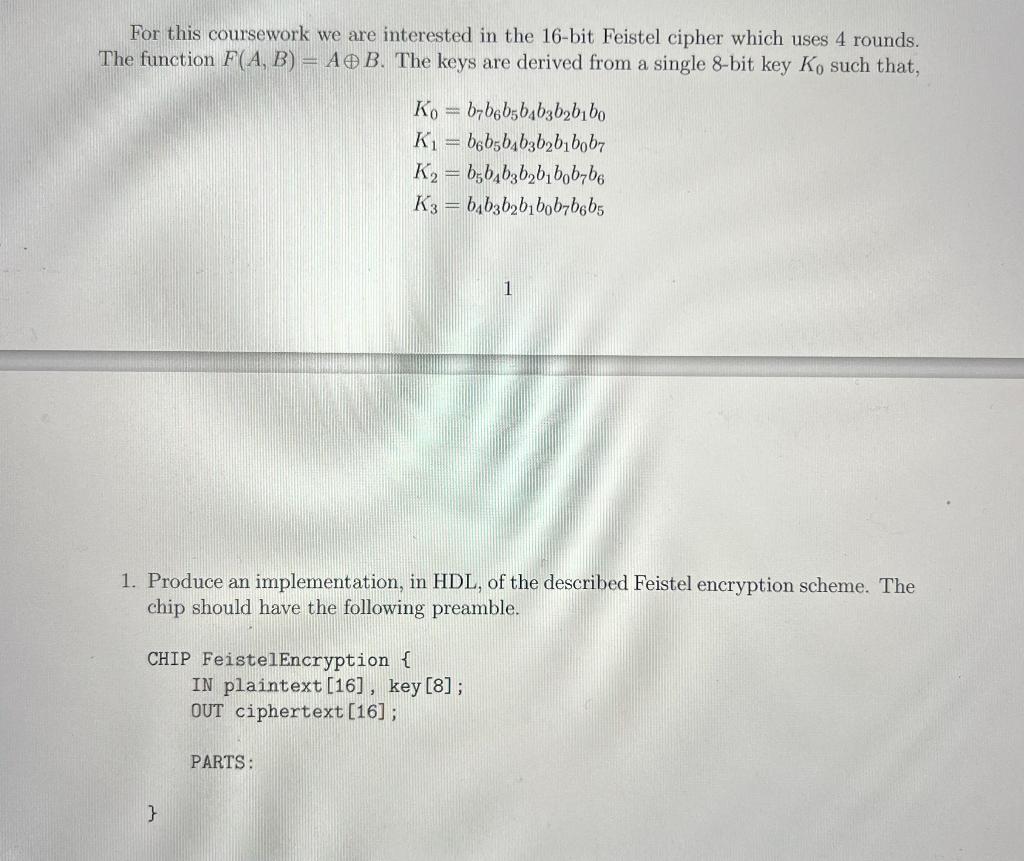 Solved The Feistel cipher is a symmetric block cipher | Chegg.com