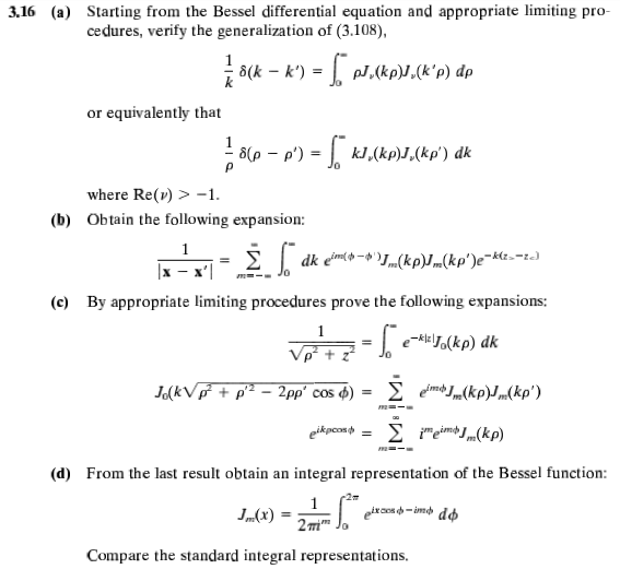 3.16 (a) Starting from the Bessel differential | Chegg.com