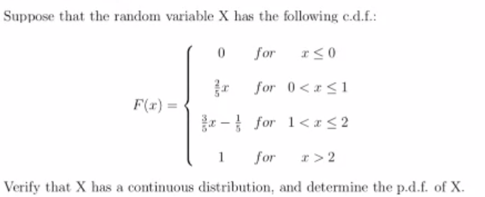 Solved Suppose that the random variable X has the following | Chegg.com