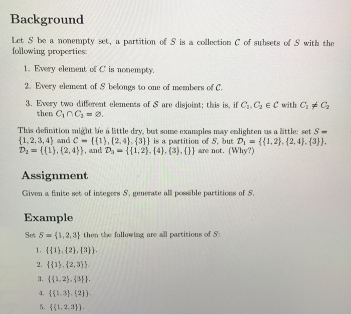 Solved Let S be a nonempty set, a partition of S is a | Chegg.com