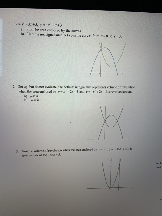 Solved a) Find the area enclosed by the curves. b) Find the | Chegg.com