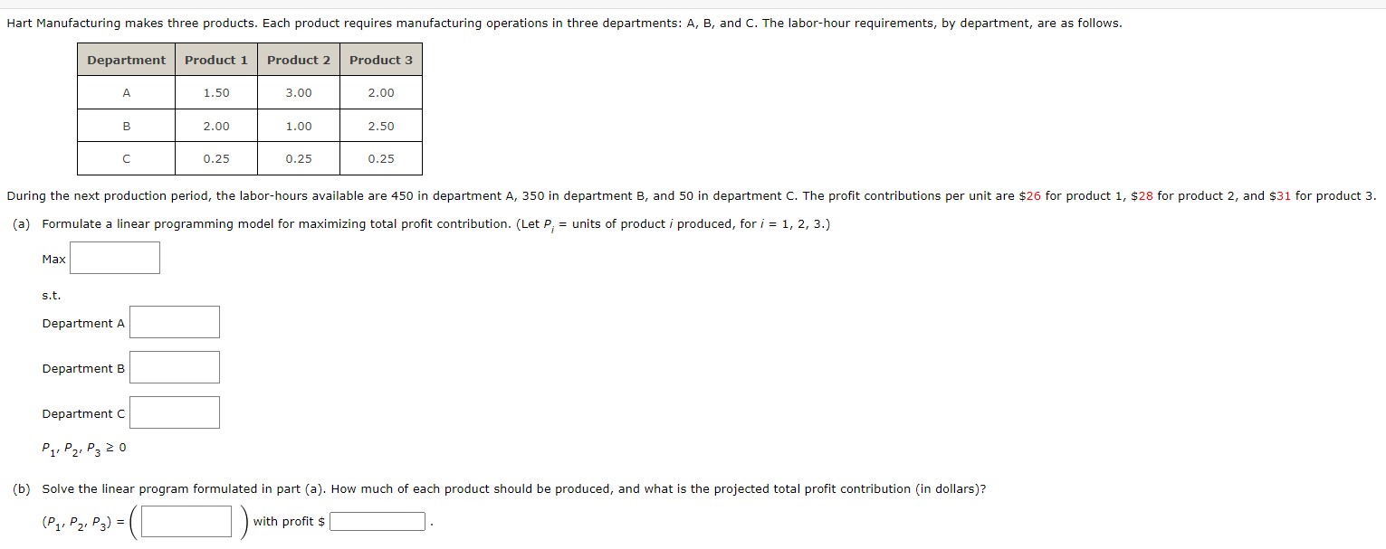 (a) Formulate a linear programming model for | Chegg.com