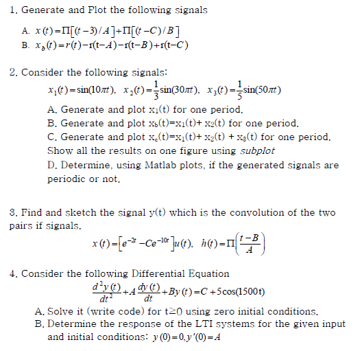 Solved 1. Generate and Plot the following signals A. | Chegg.com