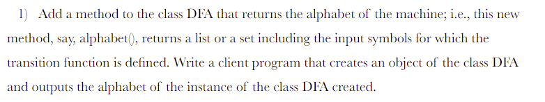In Python, This is the DFA class given to us that we | Chegg.com