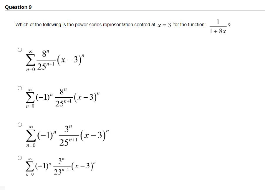 Solved q9Question 9Which of the following is the power | Chegg.com