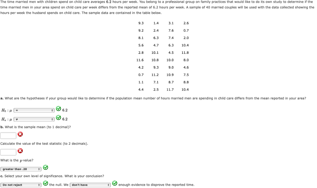 Solved The time married men with children spend on child