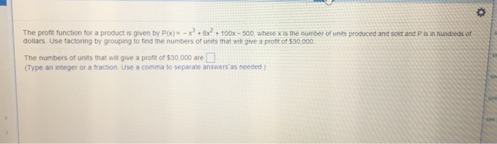 Solved The profit function for a product is given by | Chegg.com