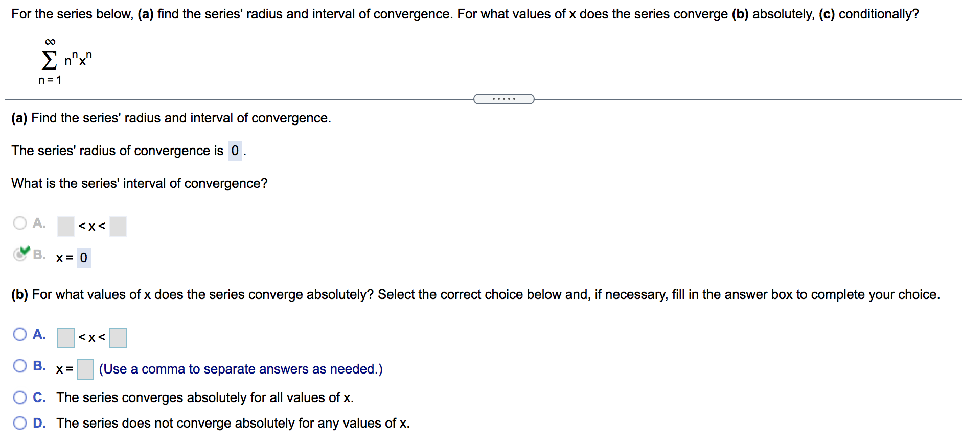 Solved Please help with parts B and C For what values of x | Chegg.com