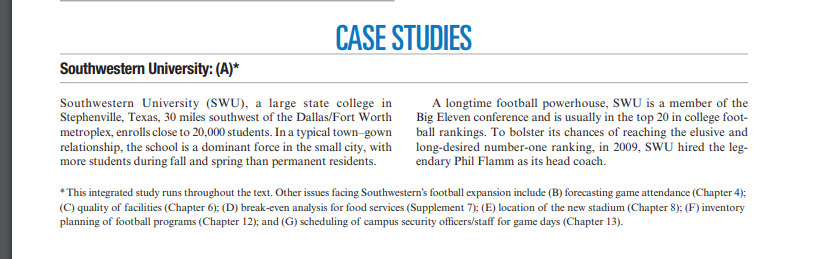 Solved CASE STUDIES Southwestern University: (A)* | Chegg.com