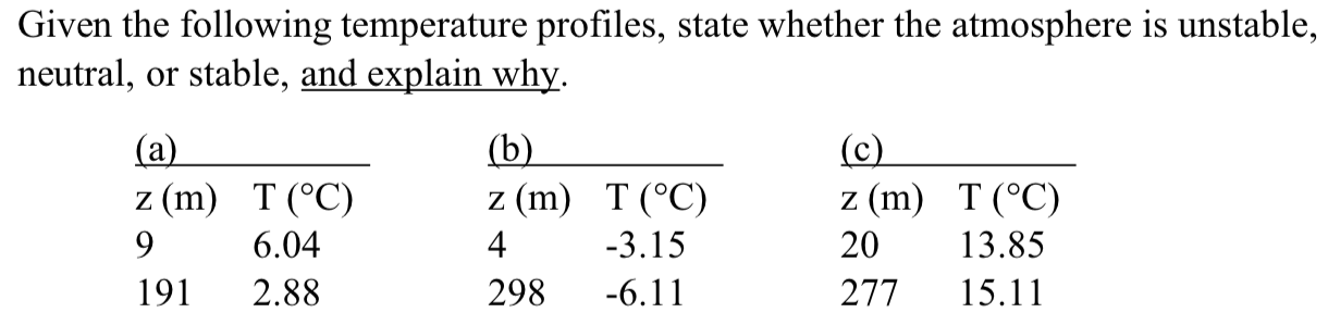 Solved Given the following temperature profiles, state | Chegg.com