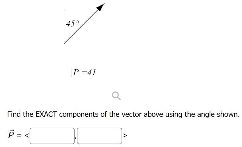 Solved ∣P∣=41 Find the EXACT components of the vector above | Chegg.com