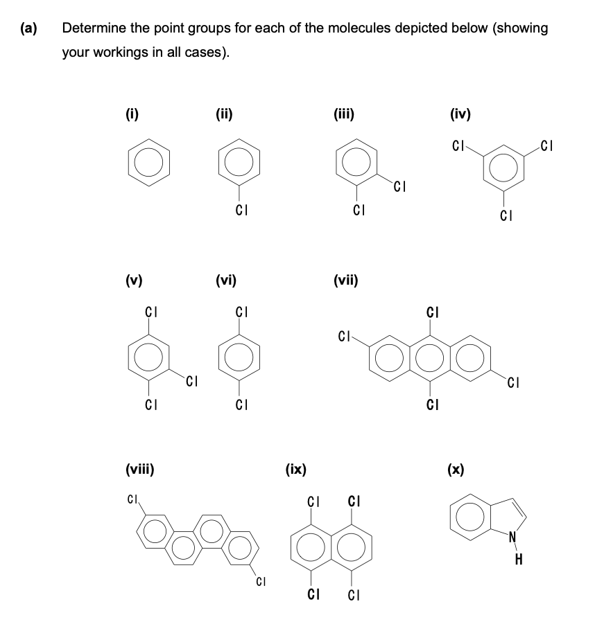 Solved (a) Determine the point groups for each of the | Chegg.com