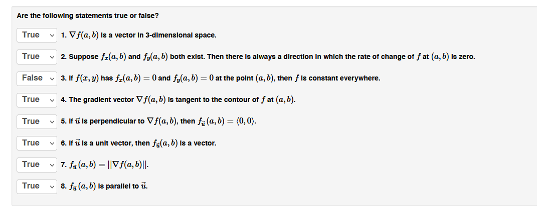 Solved Are the following statements true or false? True 1. V | Chegg.com