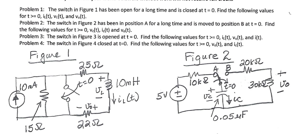 Solved Problem 1: The switch in Figure 1 has been open for a | Chegg.com