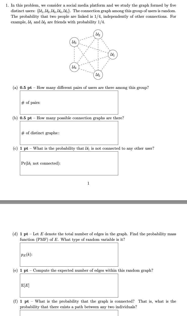 Solved 1. In This Problem, We Consider A Social Media | Chegg.com