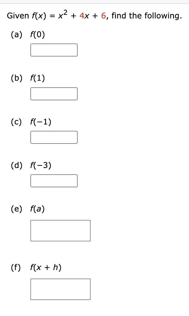 Solved Given F X X2 4x 6 ﻿find The