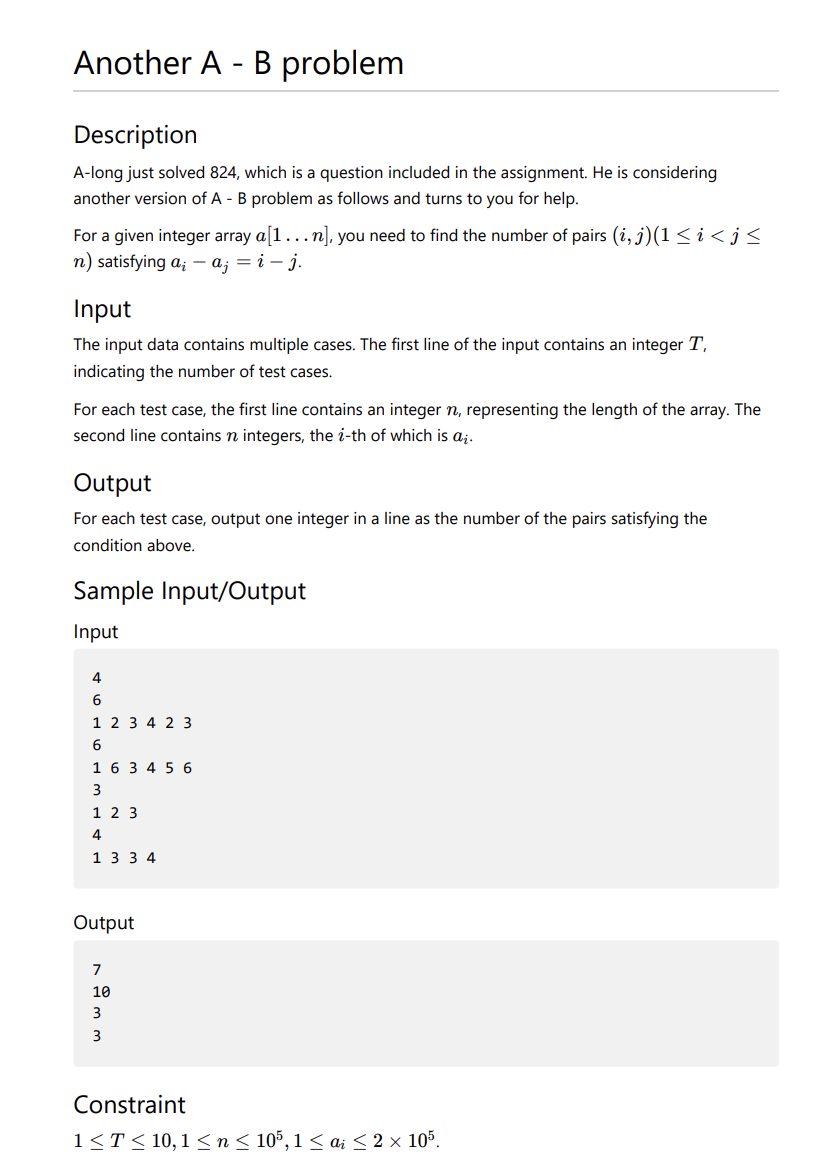 Solved Another A B Problem Description A-long Just Solved | Chegg.com