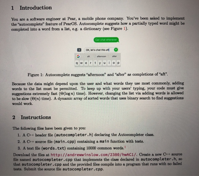 Solved 1 Introduction You are a software engineer at Pear, a | Chegg.com