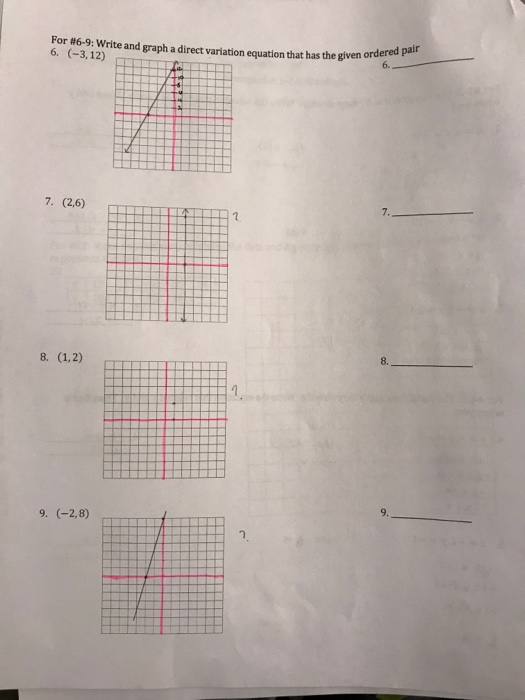 Solved For #6-9: Write and graph a direct variation equation | Chegg.com
