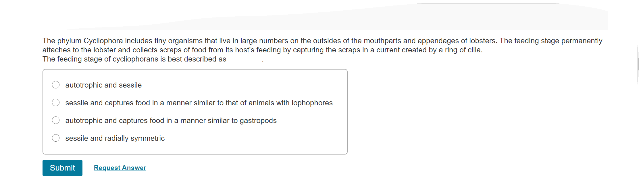 Solved The phylum Cycliophora includes tiny organisms that | Chegg.com