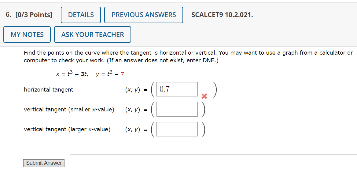 [0/3 Points] SCALCET9 10.2.021. Find The Points On | Chegg.com