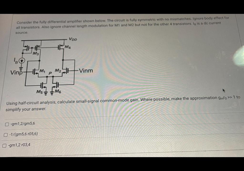 Solved Consider The Fully Differential Amplifier Shown | Chegg.com