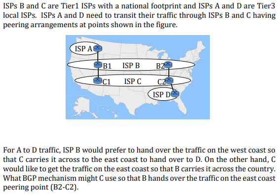 Solved ISPs B and Care Tier1 ISPs with a national footprint | Chegg.com