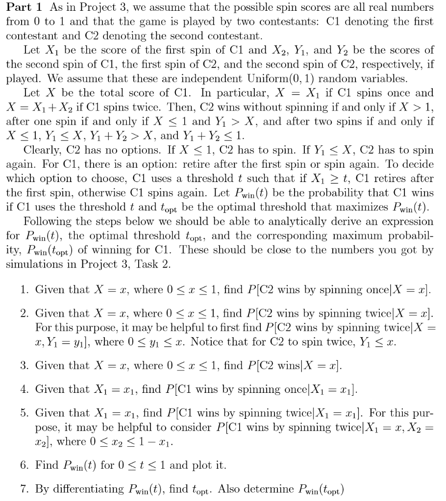 Solved Part 1 As in Project 3, we assume that the possible | Chegg.com