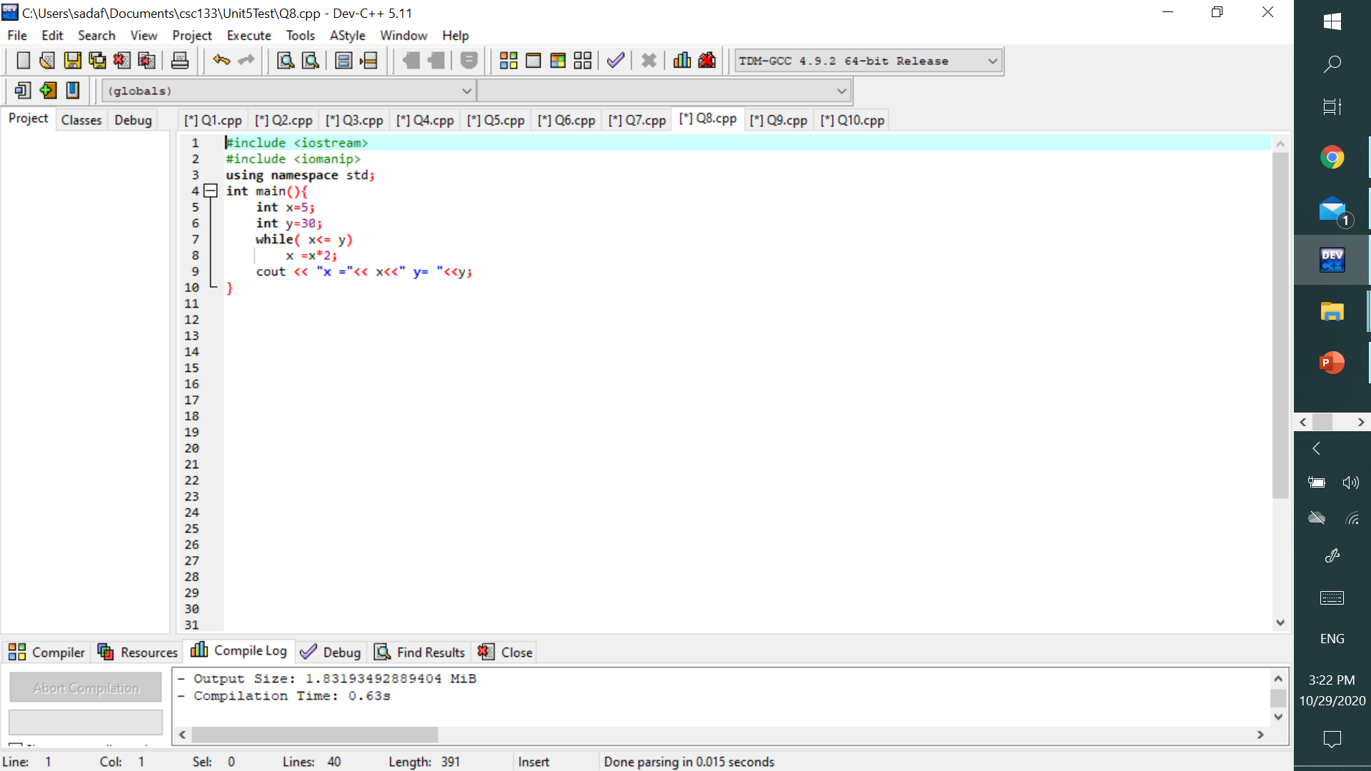 Solved Trace the following codes and upload the text | Chegg.com