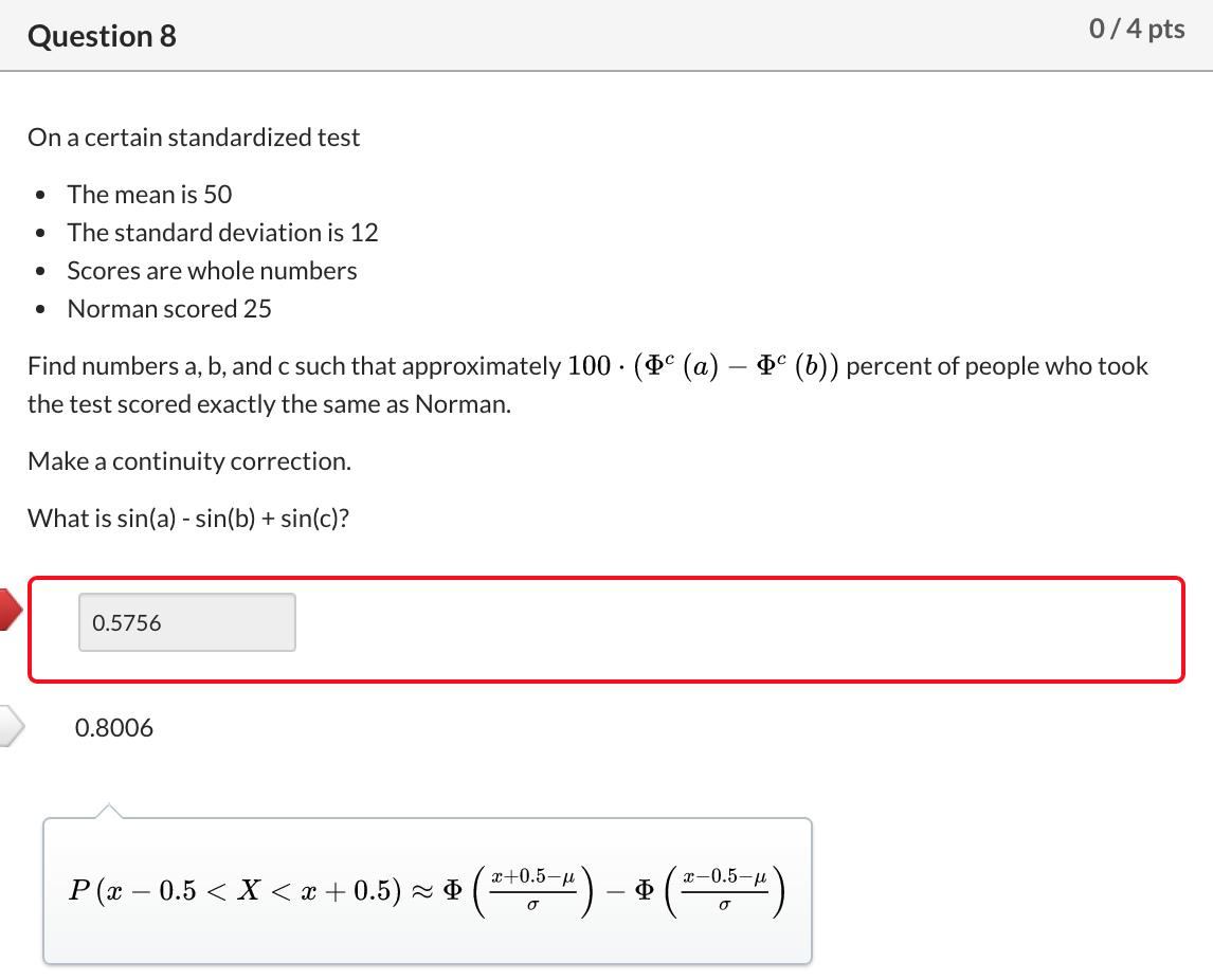 Solved Question 8 0/4 pts On a certain standardized test • | Chegg.com