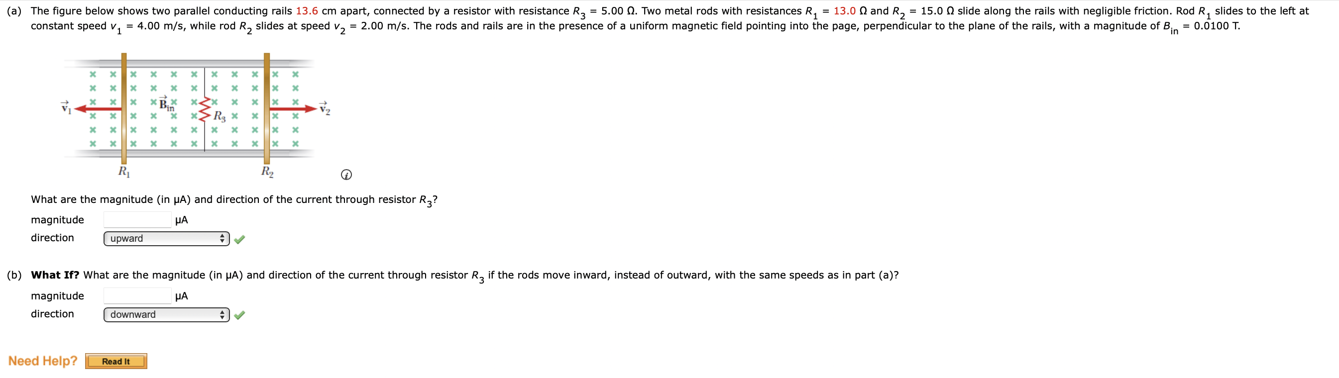 Solved What are the magnitude (in μA ) and direction of the | Chegg.com