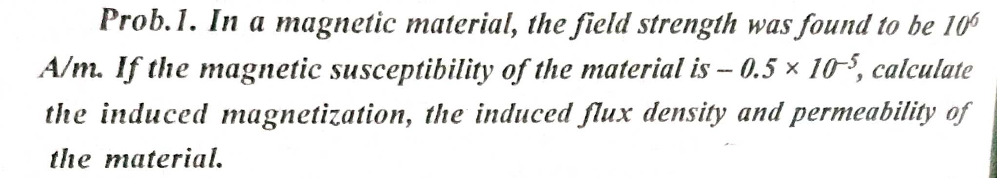 Solved Prob. 1. In a magnetic material, the field strength | Chegg.com