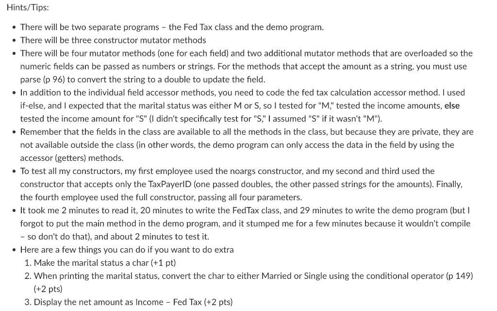 Solved A. S23.2 - Fed Tax Class (17.5 Points) Write a Java | Chegg.com