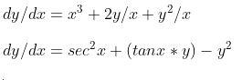 Solved dy/dx = x + 2y/x + y2/ dy/dx = sec- x + (tanx * y) - | Chegg.com