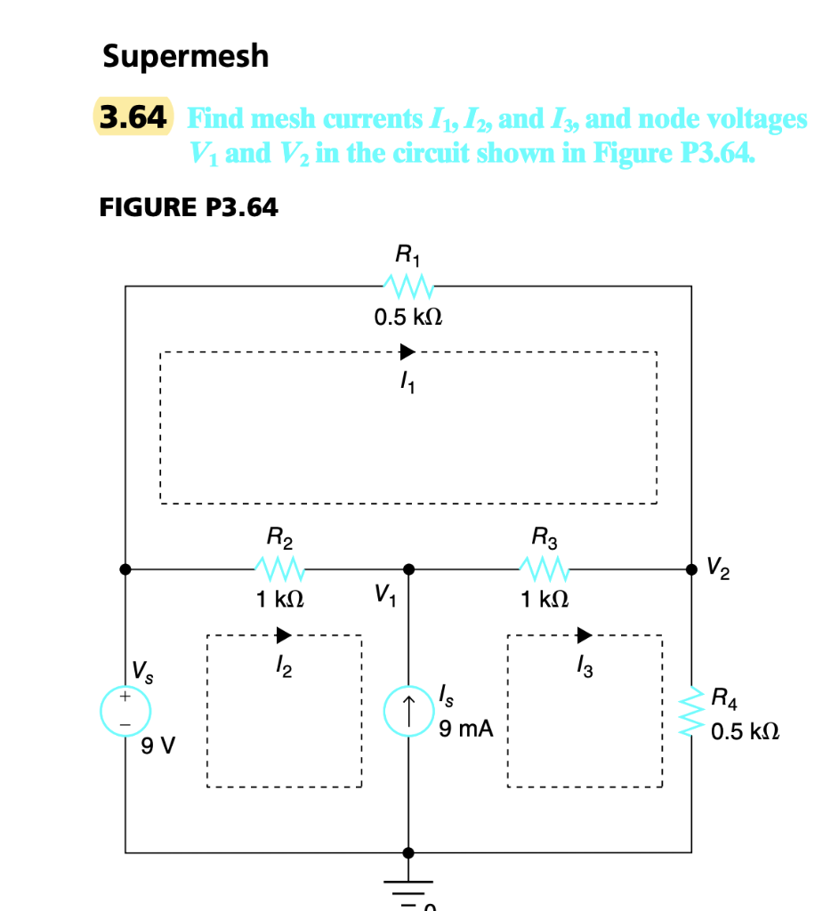 Solved Find mesh currents I1, I2, and I3, and node voltages | Chegg.com