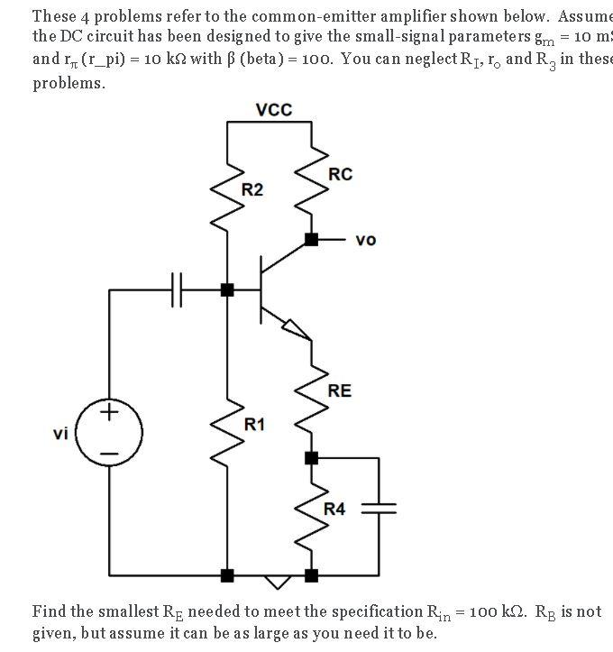 Solved These 4 problems refer to the common-emitter | Chegg.com