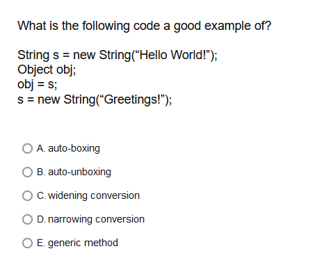 Solved What is the following code a good example of? String | Chegg.com