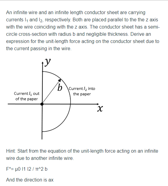 Solved An Infinite Wire And An Infinite Length Conductor | Chegg.com