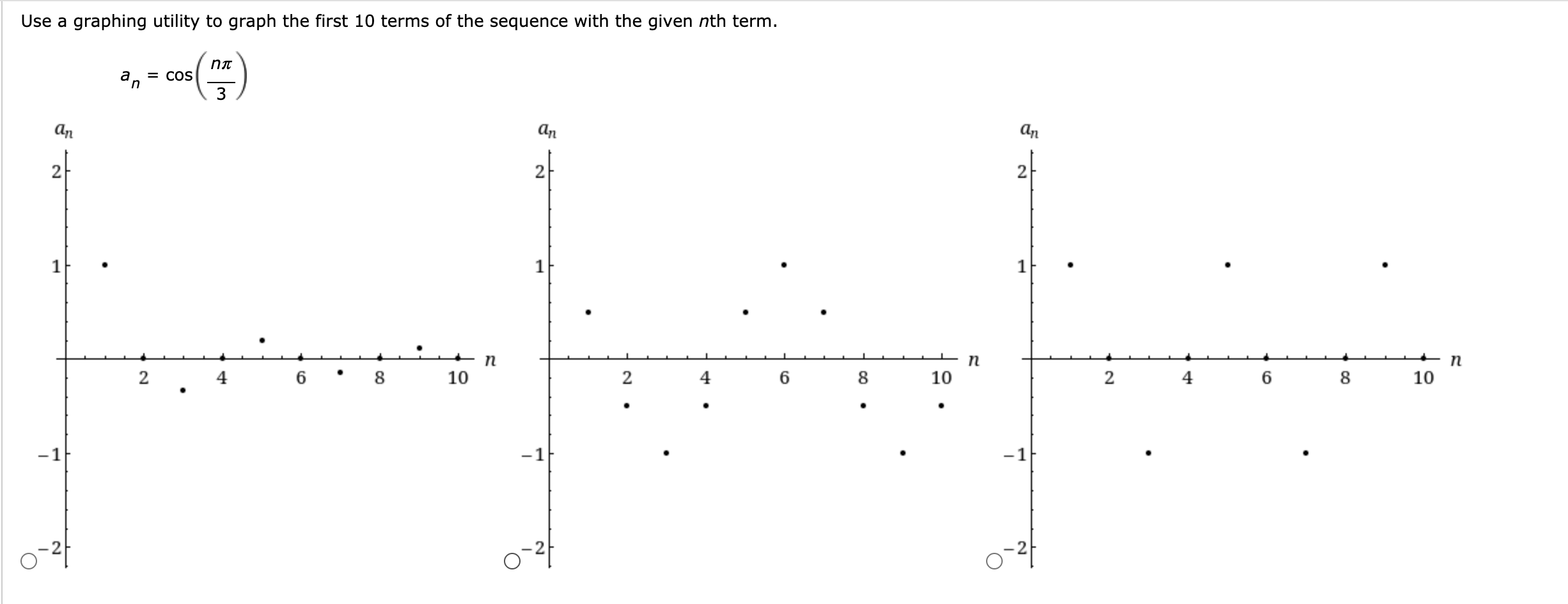 Solved Use a graphing utility to graph the first 10 terms of | Chegg.com