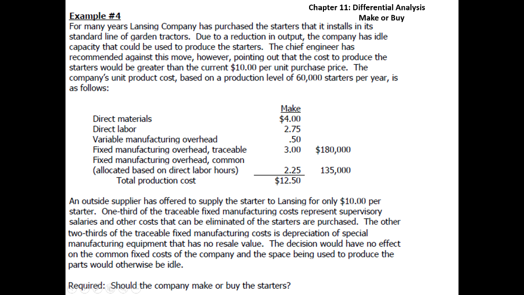 Solved Chapter 11 Differential Analysis Example 4 Make or