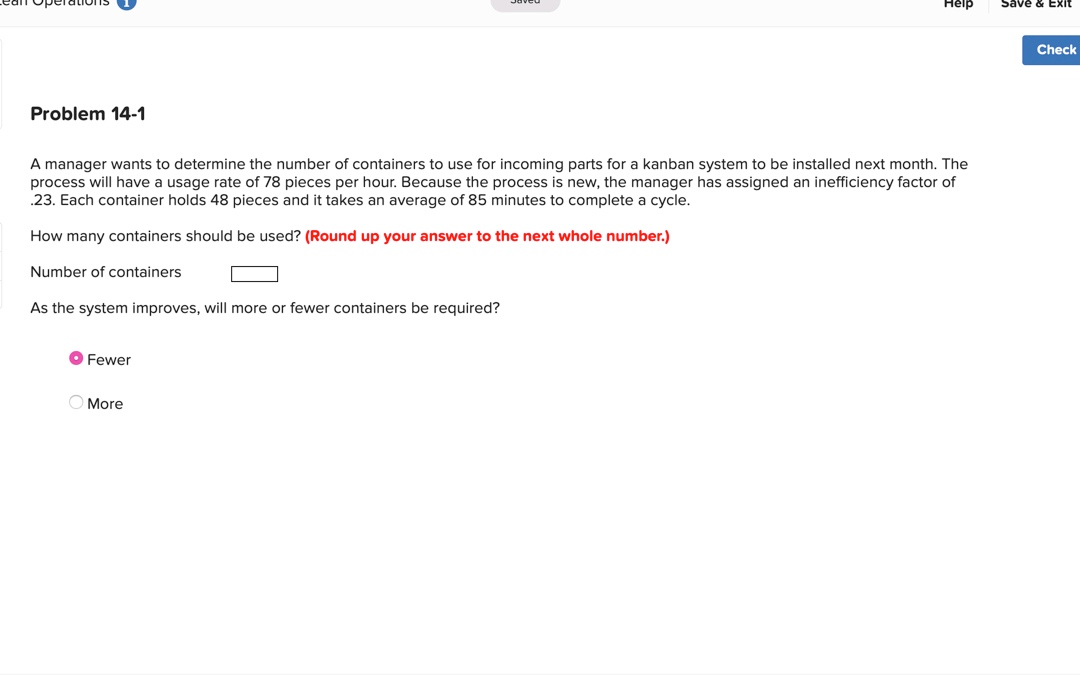 Solved Save Exit Check Problem 14-1 A manager wants to | Chegg.com