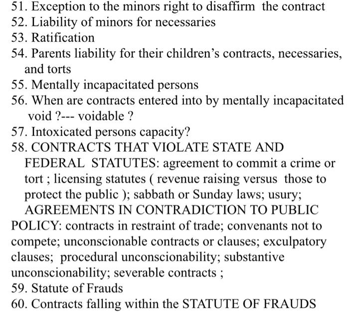 51. Exception to the minors right to disaffirm the | Chegg.com