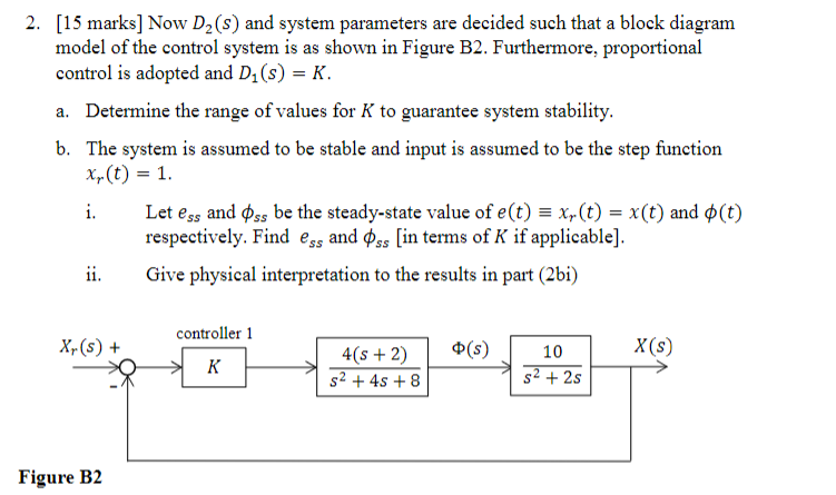 Solved 2. [15 marks] Now Dz(s) and system parameters are | Chegg.com